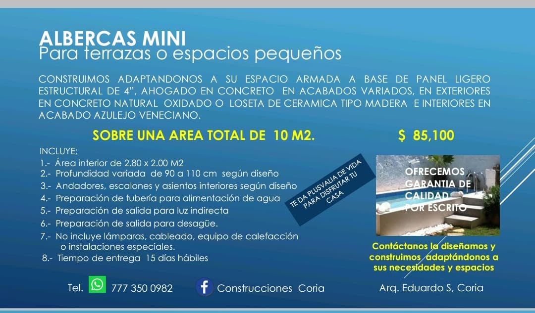Información sobre construcción de albercas mini